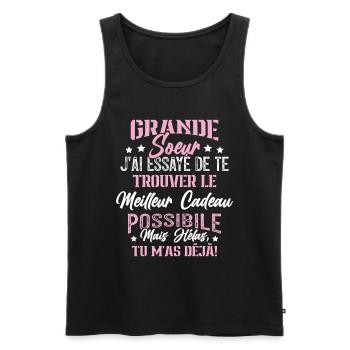 Meilleure Grande Soeur du monde idée cadeau - Débardeur bio Premium Homme - noir - Devant - Michal (187cm)