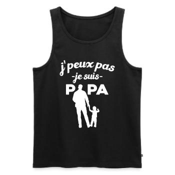 Je peux pas je suis papa bébé - Débardeur bio Premium Homme - noir - Devant - Michal (187cm)