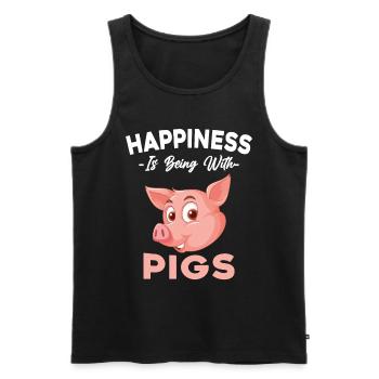 Glück ist, mit Schweinen zusammen zu sein Geschenk - Männer Premium Bio Tank Top - Schwarz - Vorne - AI Model Male 178 light (178cm)
