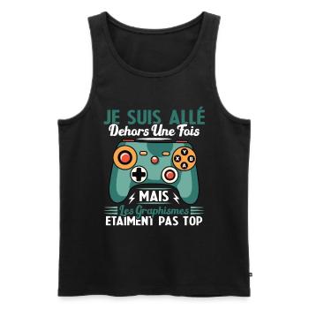 Cadeau Humour Console Graphisme Jeux Vidéo - Débardeur bio Premium Homme - noir - Devant - Michal (187cm)