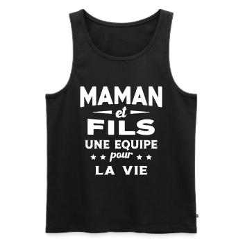 Maman et Fils une equipe Cadeau Fête Des Mères - Débardeur bio Premium Homme - noir - Devant - Michal (187cm)