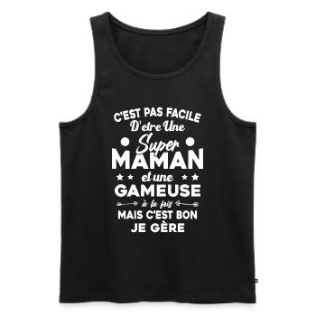 Super Maman Gameuse Humour Gamer Cadeau - Débardeur bio Premium Homme - noir - Devant - Michal (187cm)