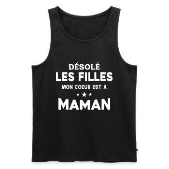 Désolé les filles mon coeur est à maman - Débardeur bio Premium Homme - noir - Devant - Michal (187cm)