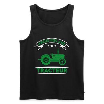 J'peux pas j'ai tracteur - Débardeur bio Premium Homme - noir - Devant - Michal (187cm)
