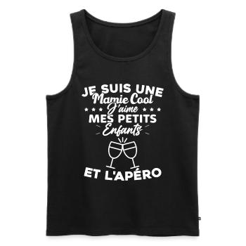 Mamie J'aime Mes Petits Enfants et l'apéro Humour - Débardeur bio Premium Homme - noir - Devant - Michal (187cm)