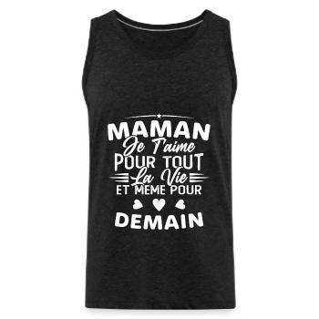 Maman je t'aime Mère Bébé Naissance Amour - Débardeur bio Premium Homme - charbon - Devant - Alexander (188cm)