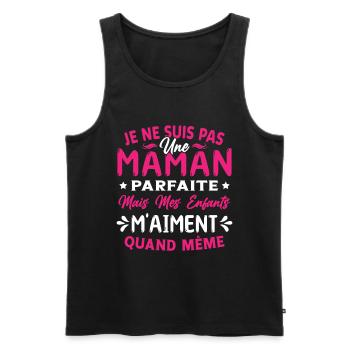 Pas une Maman Parfaite, Citation Maman Humour - Débardeur bio Premium Homme - noir - Devant - Michal (187cm)
