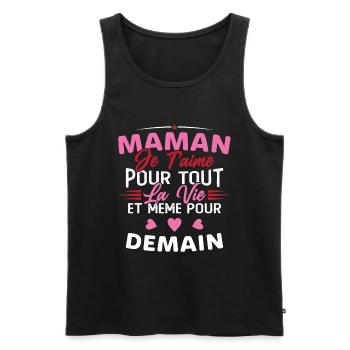 Maman je t'aime Mère Bébé Naissance Amour - Débardeur bio Premium Homme - noir - Devant - Michal (187cm)