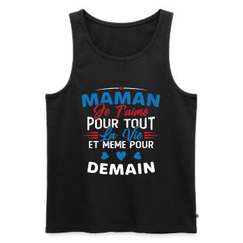 Maman je t'aime Mère Bébé Naissance Amour - Débardeur bio Premium Homme - noir - Devant - Michal (187cm)