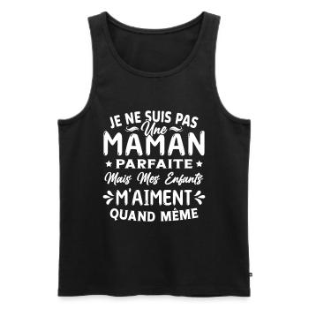 Pas une Maman Parfaite, Citation Maman Humour - Débardeur bio Premium Homme - noir - Devant - Michal (187cm)
