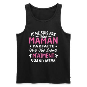 Pas une Maman Parfaite, Citation Maman Humour - Débardeur bio Premium Homme - noir - Devant - Michal (187cm)