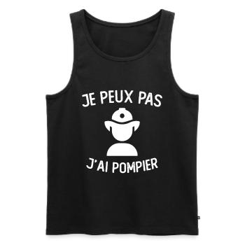 Je peux Pas J'ai Pompier Fête Des Pères - Débardeur bio Premium Homme - noir - Devant - Michal (187cm)