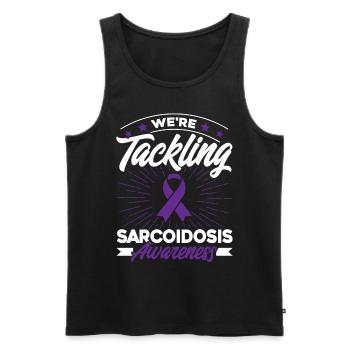 Purple Loop Sarcoidosis Support Sarcoidosis - Men's Premium Organic Tank Top - black - Front - AI Model Male 178 light (178cm)