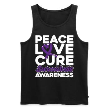 Sarcoidosis Awareness Purple Loop Sarcoidosis - Men's Premium Organic Tank Top - black - Front - AI Model Male 178 light (178cm)