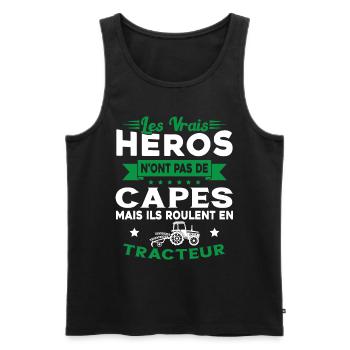 Tracteur Héros Cadeau Agriculteur Humour Fermier - Débardeur bio Premium Homme - noir - Devant - Michal (187cm)
