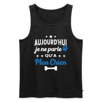 Aujourd'hui Je Ne Parle Qu'a Mon Chien Humour - Débardeur bio Premium Homme - noir - Devant - Michal (187cm)