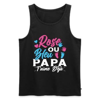Rose ou Bleu PapaT'aime déjà Annonce Futur Papa - Débardeur bio Premium Homme - noir - Devant - Michal (187cm)