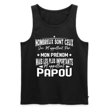Les plus importants Mappellent Papou Humour Cadeau - Débardeur bio Premium Homme - noir - Devant - Michal (187cm)