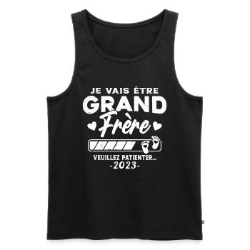 Je vais Être Grand Frère 2023 idée cadeau - Débardeur bio Premium Homme - noir - Devant - Michal (187cm)