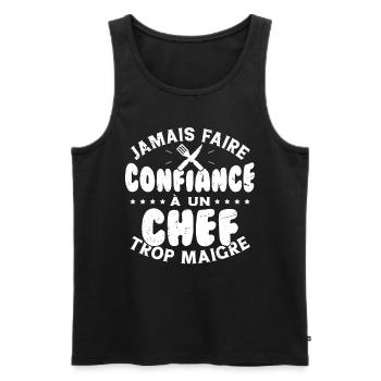 Jamais faire confiance à un chef trop maigre - Débardeur bio Premium Homme - noir - Devant - AI Model Male 178 light (178cm)