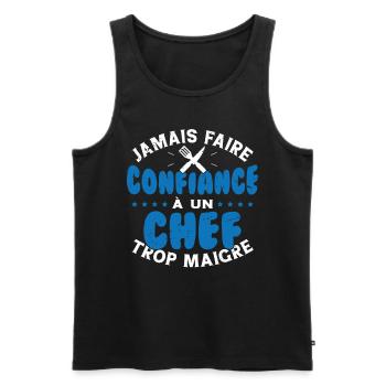 Jamais faire confiance à un chef trop maigre - Débardeur bio Premium Homme - noir - Devant - AI Model Male 178 light (178cm)