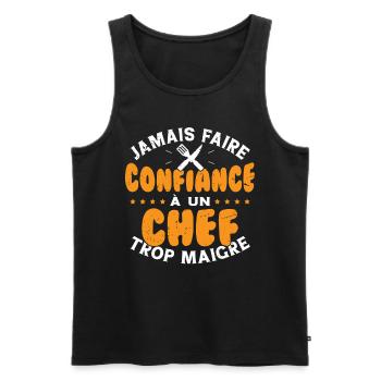 Jamais faire confiance à un chef trop maigre - Débardeur bio Premium Homme - noir - Devant - AI Model Male 178 light (178cm)