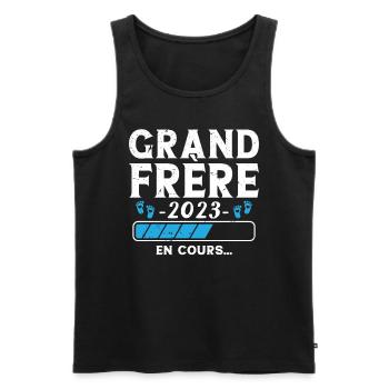 Annonce Grossesse Surprise Futur Grand Frère 2023 - Débardeur bio Premium Homme - noir - Devant - Michal (187cm)