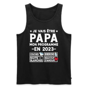 Je vais être papa mon programme en 2023 - Débardeur bio Premium Homme - noir - Devant - Michal (187cm)