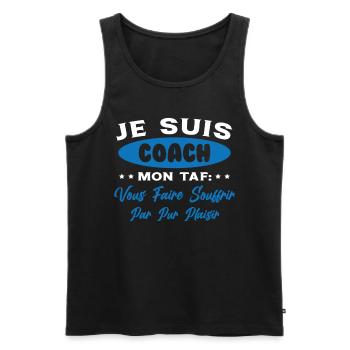 Je suis Coach Humour Cadeau Sportif - Débardeur bio Premium Homme - noir - Devant - Michal (187cm)