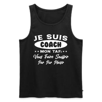 Je suis Coach Humour Cadeau Sportif - Débardeur bio Premium Homme - noir - Devant - Michal (187cm)