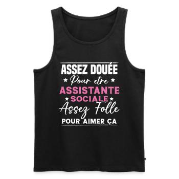 Assistante Sociale Humour Métier Idée Cadeau Femme - Débardeur bio Premium Homme - noir - Devant - Michal (187cm)