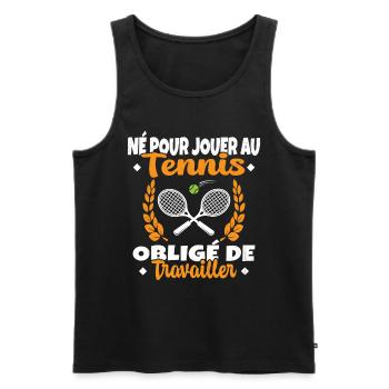 Né Pour Jouer au Tennis Humour Cadeau - Débardeur bio Premium Homme - noir - Devant - AI Model Male 178 light (178cm)