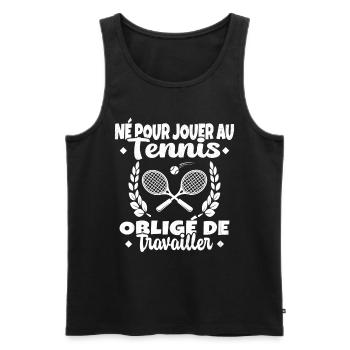 Né Pour Jouer au Tennis Humour Cadeau - Débardeur bio Premium Homme - noir - Devant - AI Model Male 178 light (178cm)