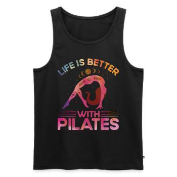 Pilates La vie est meilleure avec le cadeau Pilates - Débardeur bio Premium Homme - noir - Devant - AI Model Male 178 light (178cm)