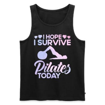 Pilates J’espère survivre aux affaires de Pilates aujourd’hui. - Débardeur bio Premium Homme - noir - Devant - AI Model Male 178 light (178cm)