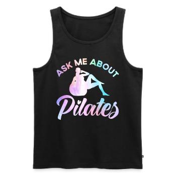 Pilates Posez-moi des questions sur Cadeau Pilates - Débardeur bio Premium Homme - noir - Devant - AI Model Male 178 light (178cm)