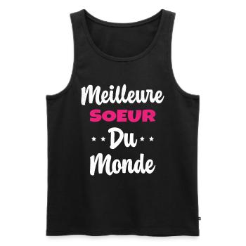 Meilleure Soeur Du Monde Humour Cadeau - Débardeur bio Premium Homme - noir - Devant - Michal (187cm)