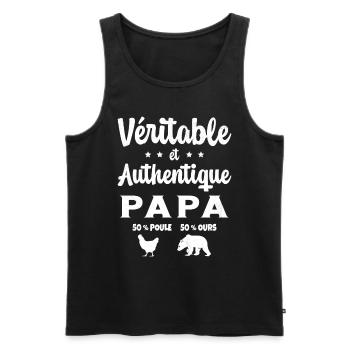 Homme Véritable et Authentique Papa Poule et Ours - Débardeur bio Premium Homme - noir - Devant - Michal (187cm)