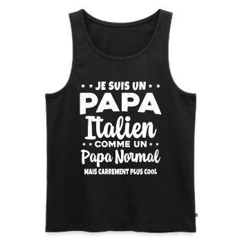 Homme Papa Pizzaiolo Italien Humour Cadeau - Débardeur bio Premium Homme - noir - Devant - Michal (187cm)