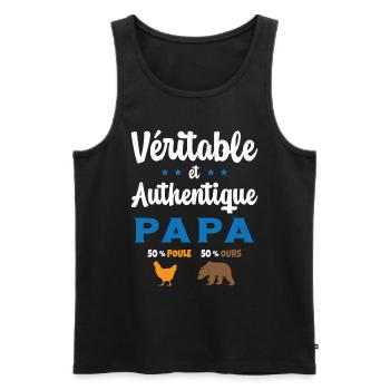Homme Véritable et Authentique Papa Poule et Ours - Débardeur bio Premium Homme - noir - Devant - Michal (187cm)