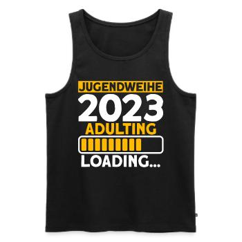 Jugendweihe 2023 Adulting Loading… Geschenk - Männer Premium Bio Tank Top - Schwarz - Vorne - Michal (187cm)