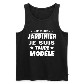 Je suis jardinier Je suis Taupe Modèle Humour - Débardeur bio Premium Homme - noir - Devant - Michal (187cm)