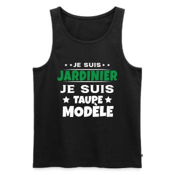 Je suis jardinier Je suis Taupe Modèle Humour - Débardeur bio Premium Homme - noir - Devant - Michal (187cm)