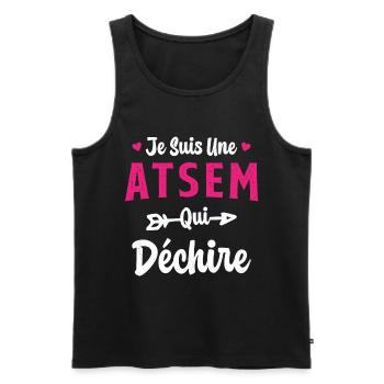 Je suis une ATSEM qui déchire Idée Cadeau Atsem - Débardeur bio Premium Homme - noir - Devant - Michal (187cm)