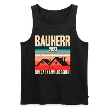 Bauherr 2023 Bin Da! Kann Losgehen! Bauherr Gesche - Männer Premium Bio Tank Top - Schwarz - Vorne - Michal (187cm)