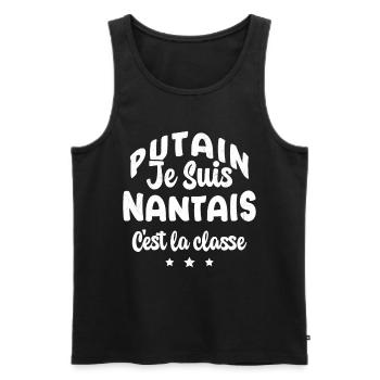 Je suis nantais c'est la classe - Débardeur bio Premium Homme - noir - Devant - AI Model Male 178 light (178cm)