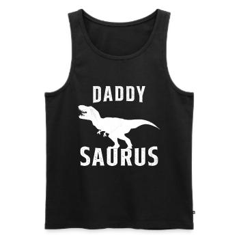 Papa saurus Humour Cadeau fête des pères - Débardeur bio Premium Homme - noir - Devant - Michal (187cm)