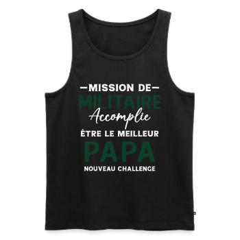 Militaire Futur Papa Cadeau Drôle Fête Des Pères - Débardeur bio Premium Homme - noir - Devant - Michal (187cm)