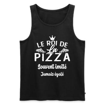 Le Roi de la Pizza Pizzaiolo Cadeau Drôle - Débardeur bio Premium Homme - noir - Devant - Michal (187cm)
