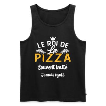 Le Roi de la Pizza Pizzaiolo Cadeau Drôle - Débardeur bio Premium Homme - noir - Devant - Michal (187cm)